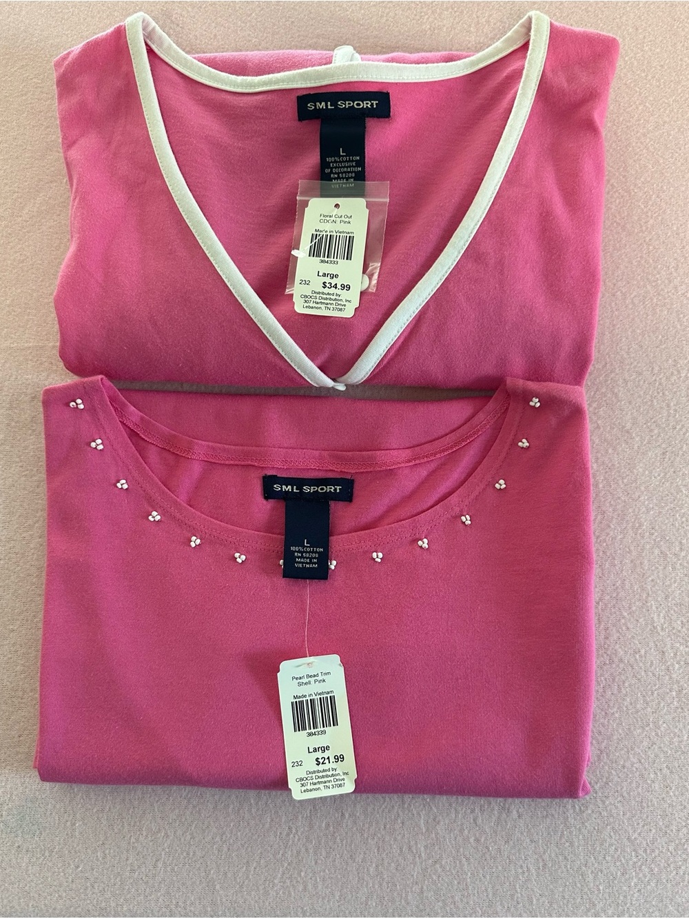 SML Sport Women's Pink V-Neck & Embellished Crew Sweaters